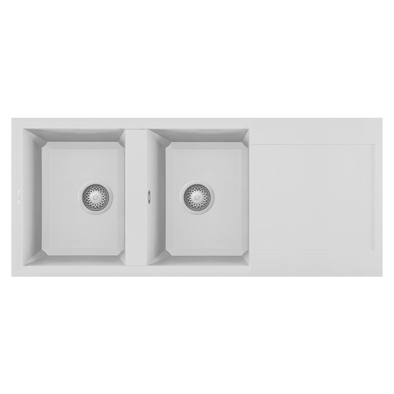 Lavello Elleci Incasso 2 vasche 116x50 Easy 500 Granitek Bianco LGY50068