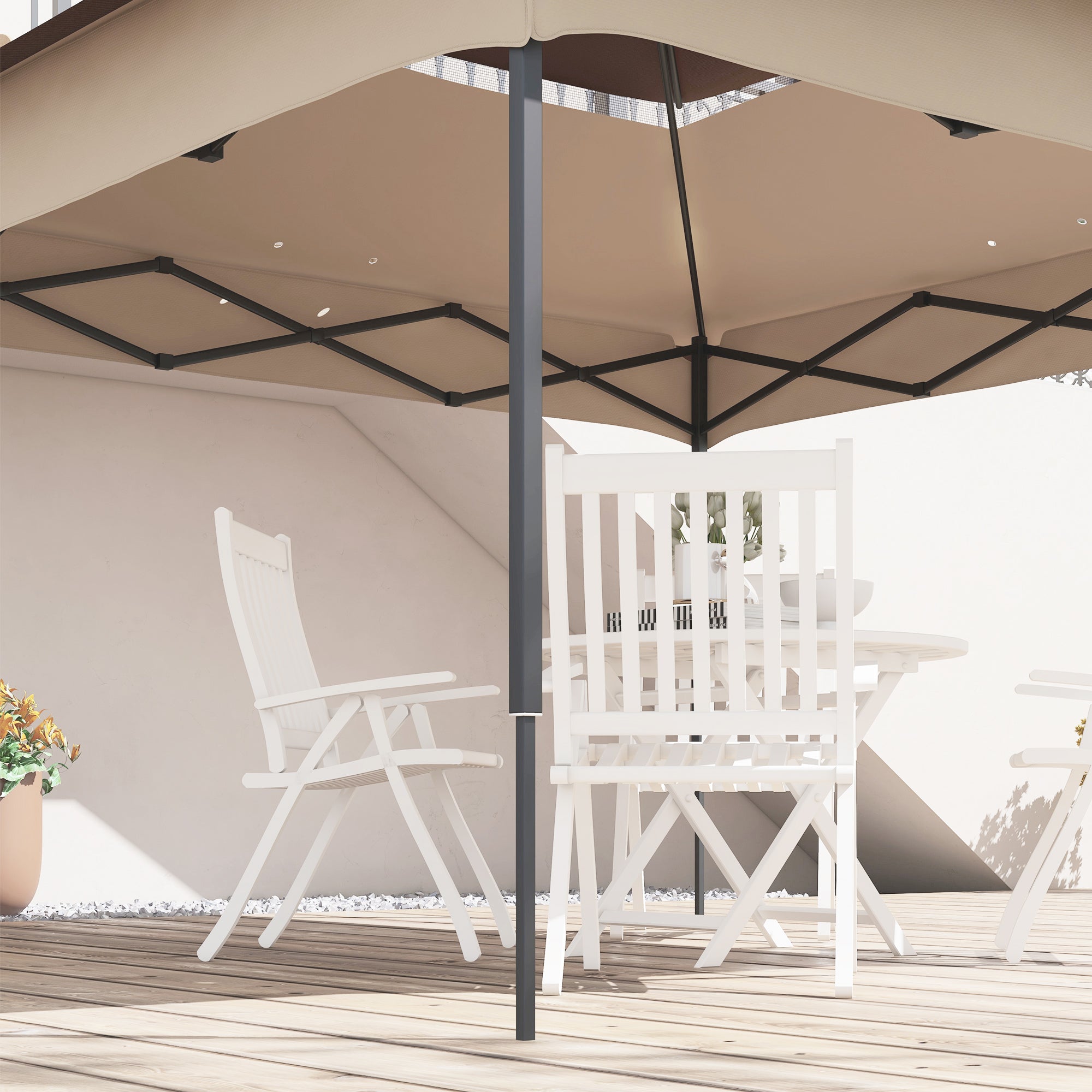 Tetto per Gazebo Pop Up da 3.25x3.25 m a 2 Livelli con Protezione UV 30+   Beige