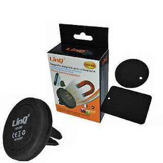 LINQ HD066 SUPPORTO BOCCHETTE ARIA AUTO MAGNETICO SMARTPHONE 360° 2 PLACCHE