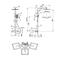 AICA ITALY Sistema Doccia con Miscelatore Termostatico a 38℃ e Soffione Quadrato 25x25cm Altezza Regolabile 75-128cm Cromo