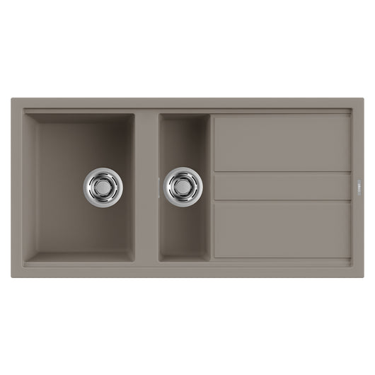 Lavello Elleci Incasso 2 vasche 100 x 51 Best 475 Keratek Plus Grigio Dove Grey LKB47593