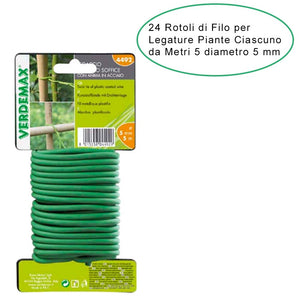 24 rotoli di filo per legature da giardino & orto ciascuno diametro 5 mm metri 5