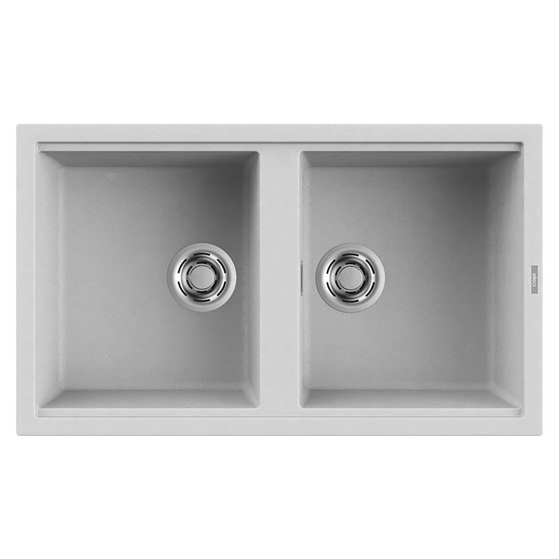 Lavello Elleci Incasso 2 vasche 86x51 Best 450 Metaltek Grigio Aluminium LMB45079