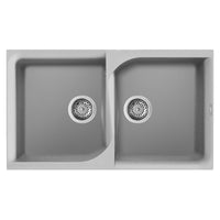 Lavello Elleci Incasso 2 vasche 86x50 Ego 450 Metaltek Grigio Aluminium LME45079