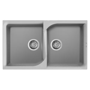 Lavello Elleci Incasso 2 vasche 86x50 Ego 450 Metaltek Grigio Aluminium LME45079