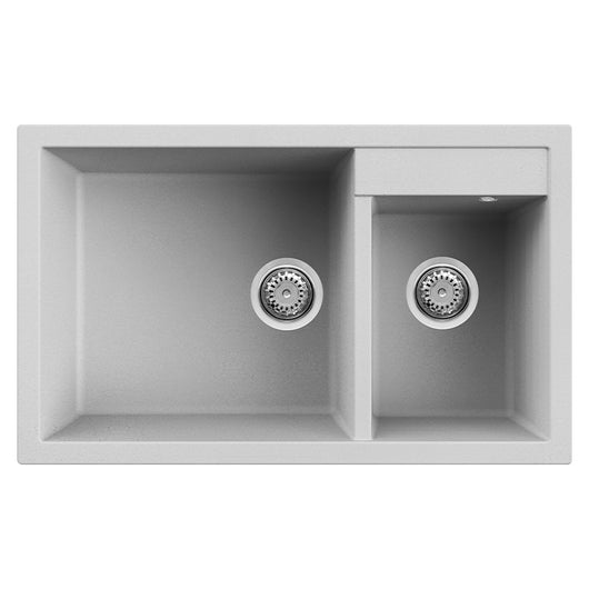 Lavello Elleci Incasso 2 vasche 81,5x50 Quadra 440 Metaltek Grigio Aluminium LMQ44079