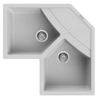 Lavello Angolare Elleci Incasso Unico Corner Metaltek Grigio Aluminium LMUCOR79