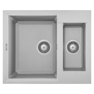 Lavello Elleci Incasso 2 vasche 60x50 Easy 150 Metaltek Grigio Aluminium LMY15079