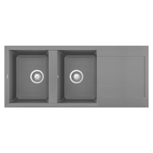 Lavello Elleci Incasso 2 vasche 116x50 Easy 500 Metaltek Grigio Titanium LMY50073