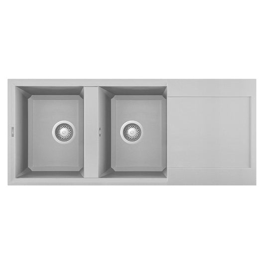 Lavello Elleci Incasso 2 vasche 116x50 Easy 500 Metaltek Grigio Aluminium LMY50079