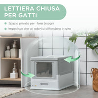 Lettiera per Gatti 47,5x35,5x36,7 cm in PP Bianco e Grigio