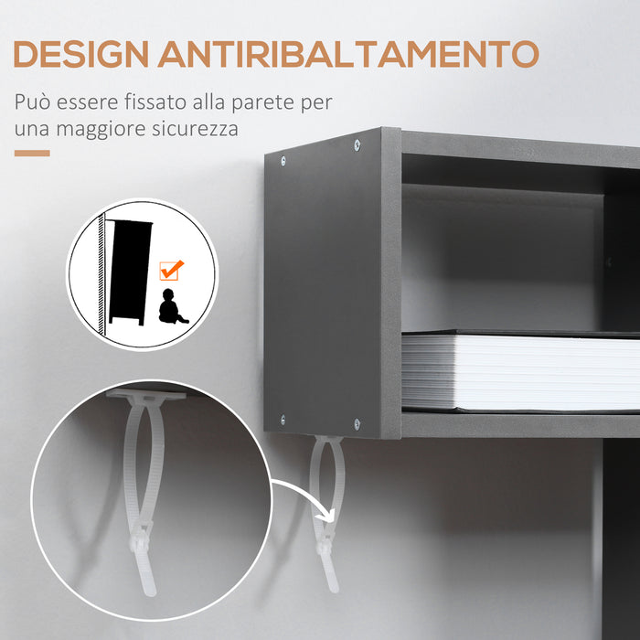 Libreria Moderna a 5 Livelli con 8 Ripiani 120x20x171 cm in Truciolato Grigia e Bianca