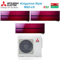 Climatizzatore Condizionatore Mitsubishi Electric Trial Split Inverter serie Kirigamine Style MSZ-LN 9+12+12 con MXZ-3F54VF Ruby Red R-32 Wi-Fi Integrato Colore Rosso 9000+12000+12000