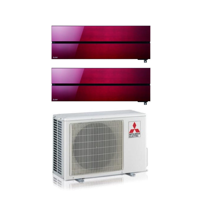 Climatizzatore Condizionatore Mitsubishi Electric Dual Split Inverter serie Kirigamine Style MSZ-LN 9+12 con MXZ-2F42VF Ruby Red R-32 Wi-Fi Integrato Colore Rosso 9000+12000