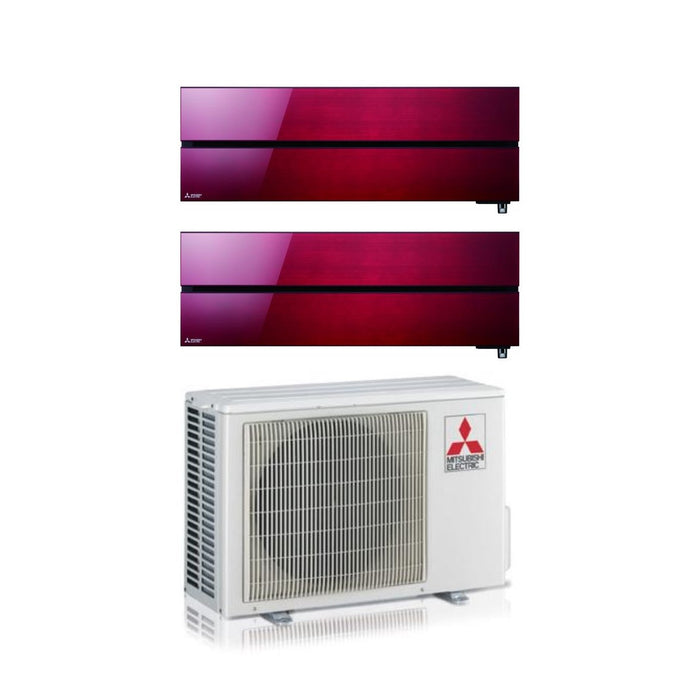 Climatizzatore Condizionatore Mitsubishi Electric Dual Split Inverter serie Kirigamine Style MSZ-LN 9+12 con MXZ-2F53VF Ruby Red R-32 Wi-Fi Integrato Colore Rosso 9000+12000