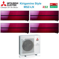 Climatizzatore Condizionatore Mitsubishi Electric Quadri Split Inverter serie Kirigamine Style MSZ-LN 9+9+9+9 con MXZ-4F80VF Ruby Red R-32 Wi-Fi Integrato Colore Rosso 9000+9000+9000+9000