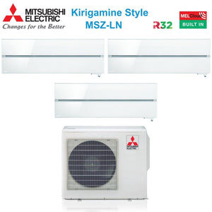 Climatizzatore Condizionatore Mitsubishi Electric Trial Split Inverter serie Kirigamine Style MSZ-LN 9+12+12 con MXZ-3F68VF Pearl White R-32 Wi-Fi Integrato Colore Bianco Perla 9000+12000+12000