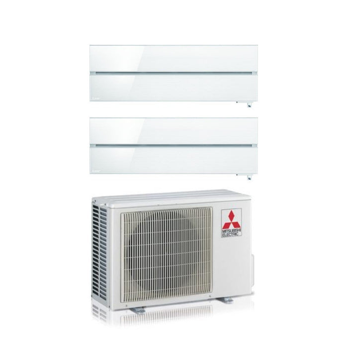 Climatizzatore Condizionatore Mitsubishi Electric Dual Split Inverter serie Kirigamine Style MSZ-LN 9+18 con MXZ-2F53VF Pearl White R-32 Wi-Fi Integrato Colore Bianco Perla 9000+18000