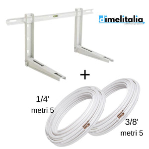 Kit staffa per condizionatore tubo rame 1/4 e 3/8 metri 5 per clima