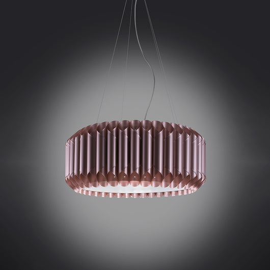 Lampadario Moderno 5 Luci Louise In Polilux Rosa Metallico Made In Italy