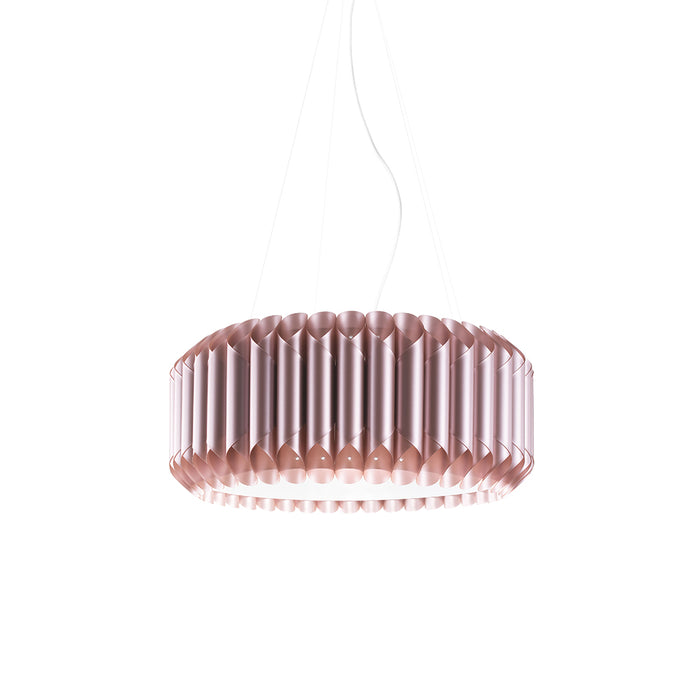 Lampadario Moderno 5 Luci Louise In Polilux Rosa Metallico Made In Italy