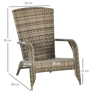 Sedia da Giardino 64x80x90 cm in Rattan e Acciaio Marrone e Grigio