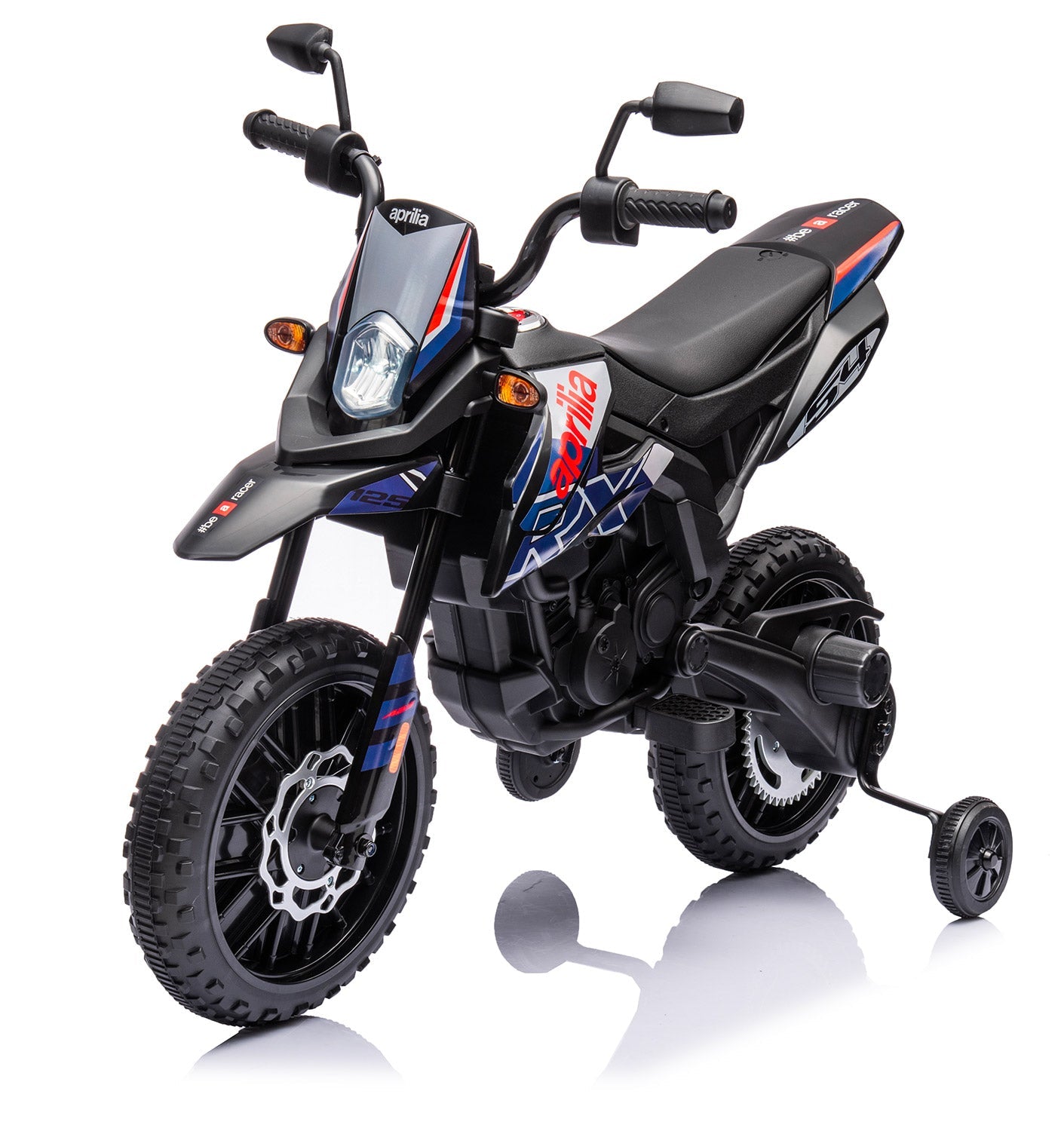 Moto Elettrica per Bambini 12V con Licenza Aprilia RX-125 Motocross Blu