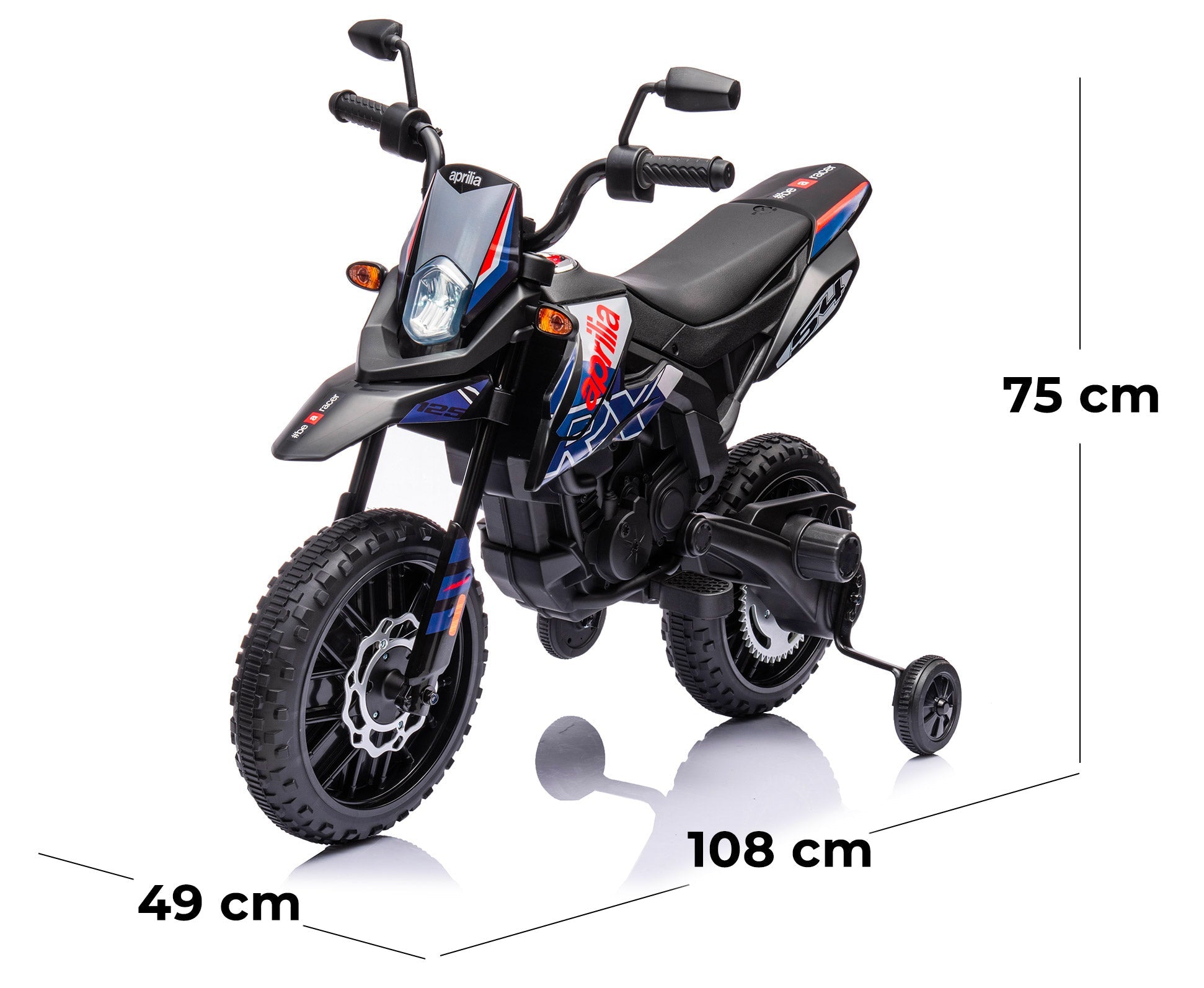 Moto Elettrica per Bambini 12V con Licenza Aprilia RX-125 Motocross Blu