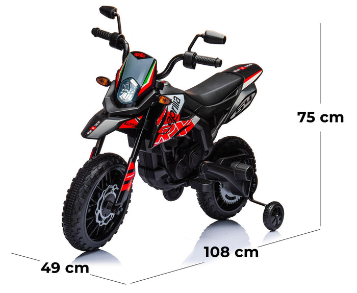 Moto Elettrica per Bambini 12V con Licenza Aprilia RX-125 Motocross Rossa