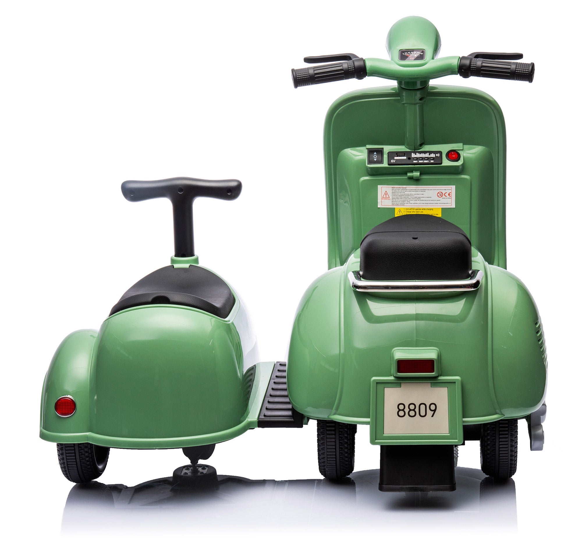 Piaggio Vespa con Sidecar Small Elettrica 6V per Bambini Verde