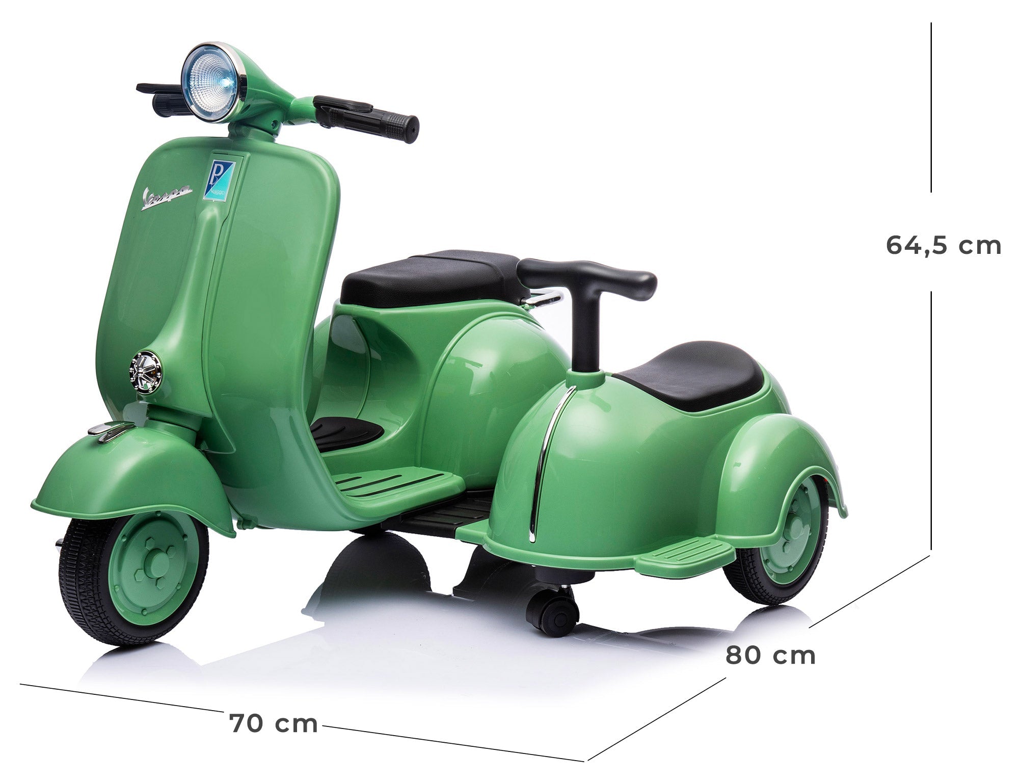 Piaggio Vespa con Sidecar Small Elettrica 6V per Bambini Verde