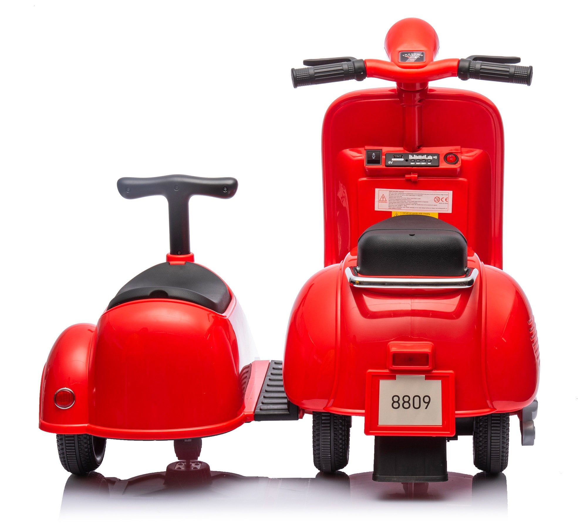 Piaggio Vespa con Sidecar Small Elettrica 6V per Bambini Rossa