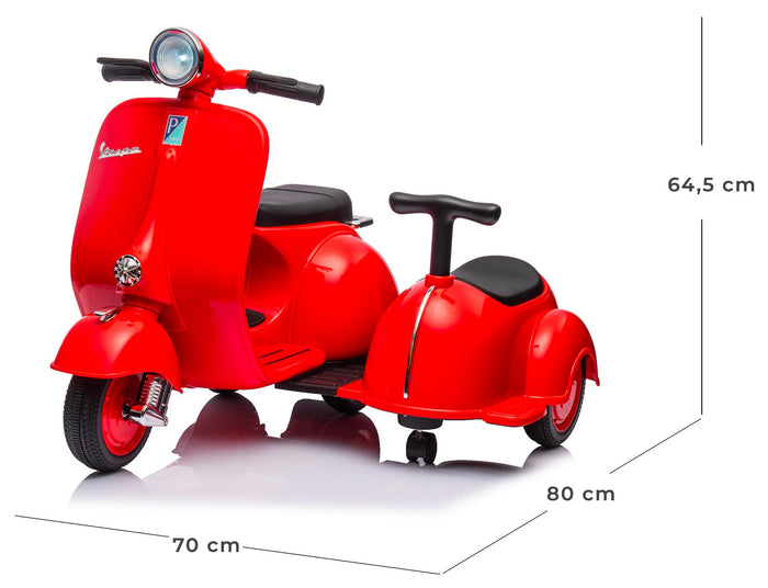 Piaggio Vespa con Sidecar Small Elettrica 6V per Bambini Rossa