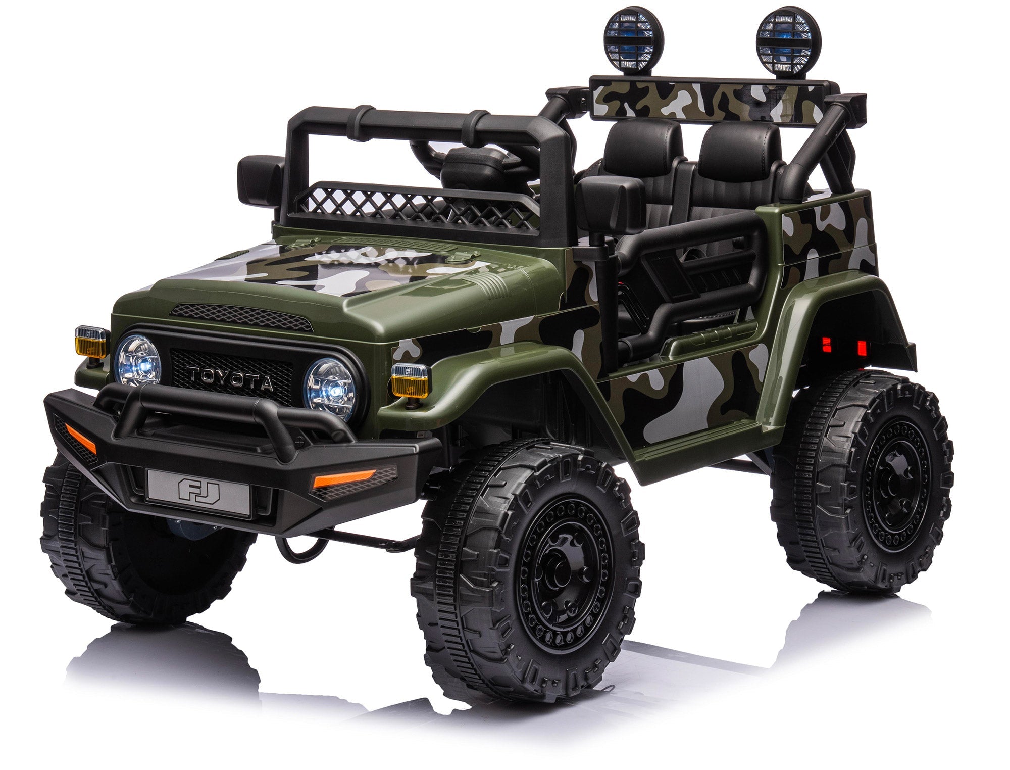 Macchina Elettrica per Bambini 12V Toyota Cruiser Verde Militare