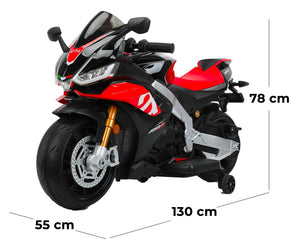 Moto Elettrica per Bambini 12V con Licenza Aprilia RSV4 BIG Nera