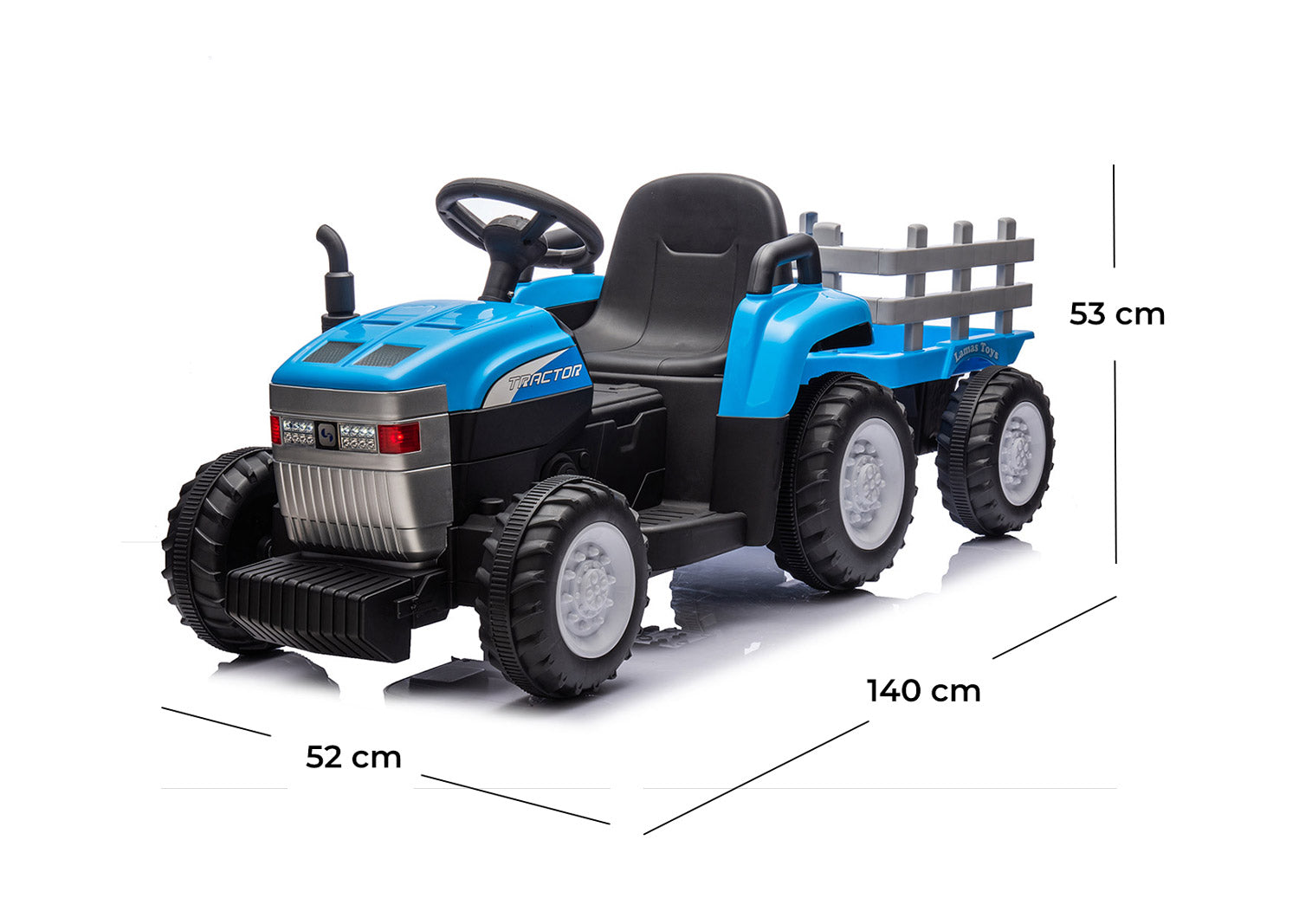 Trattore Elettrico per Bambini 12V con Rimorchio Blu