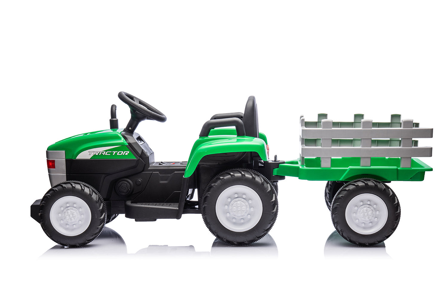 Trattore Elettrico per Bambini 12V con Rimorchio Verde