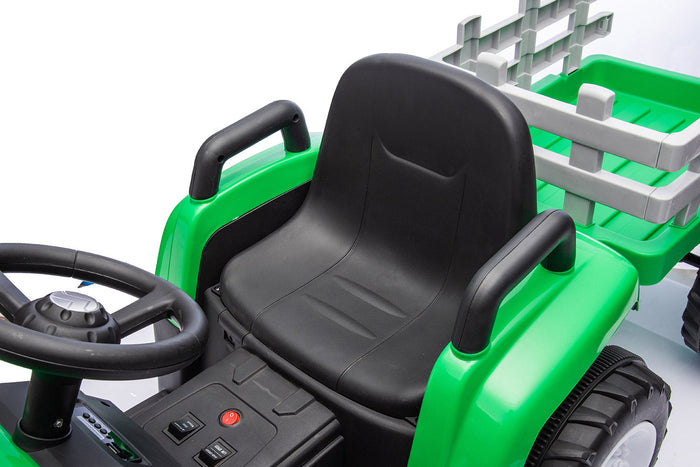 Trattore Elettrico per Bambini 12V con Rimorchio Verde