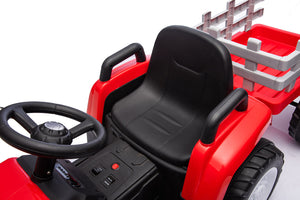 Trattore Elettrico per Bambini 12V con Rimorchio Rosso