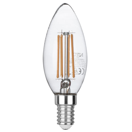 LAMPADINA LED FILAMENTO CANDELA E14 4W 470LM 2700K 300° 35X98mm 15000h CRI80