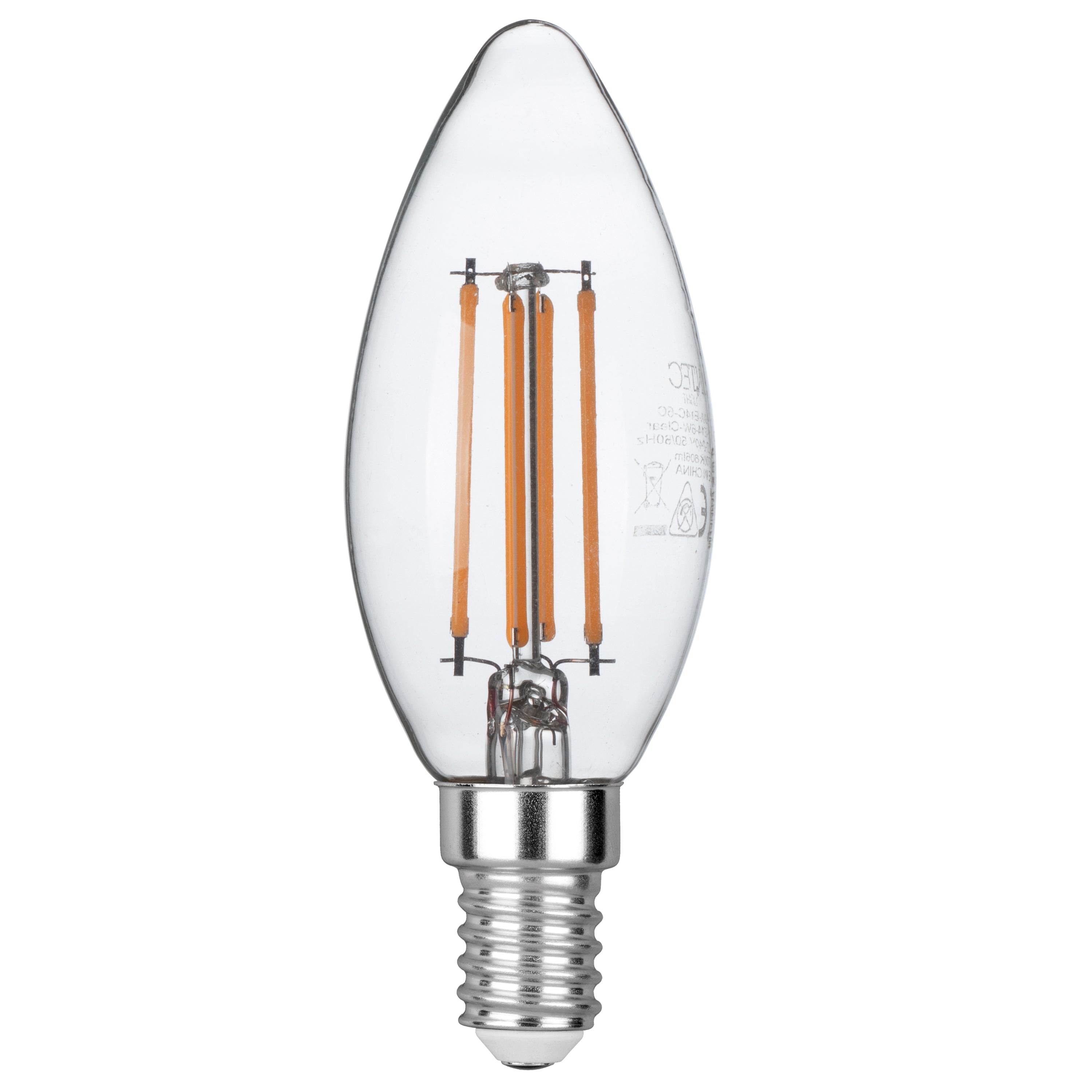 LAMPADINA LED FILAMENTO CANDELA E14 6W 806LM 2700K 300° 35X98mm 15000h CRI80