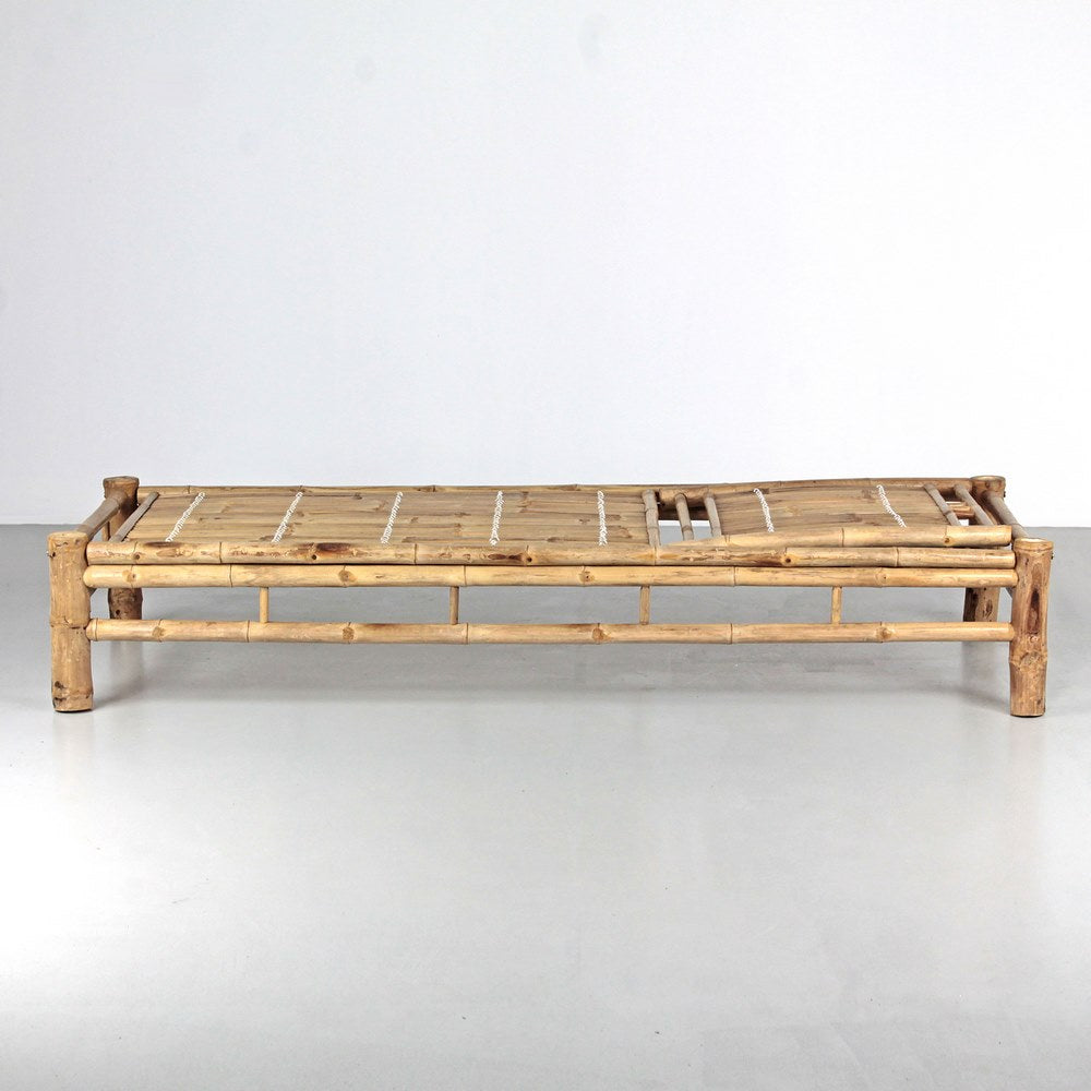 Lettino da esterno in bamboo senza cuscino 200x74 cm