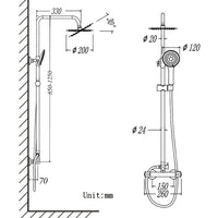 AICA ITALY Sistema Doccia con Miscelatore Termostatico a 38℃, Colonna Doccia Tondo in Acciaio Inox Altezza Regolabile 85-125cm Cromo