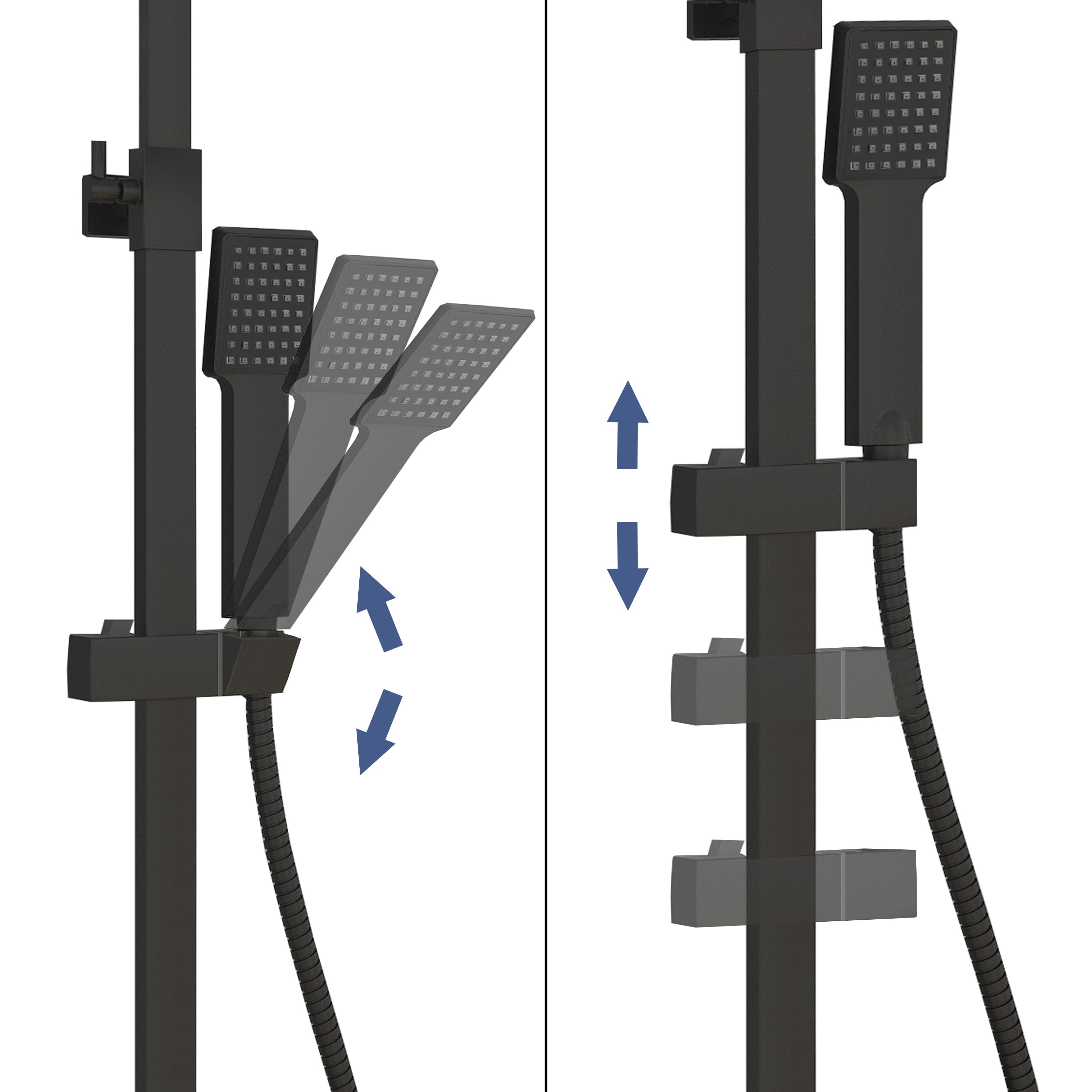 AICA Colonna Doccia con Miscelatore Termostatico, Sistema Doccia Antiscottatura, Set Doccia con Soffione 20x20cm Nero