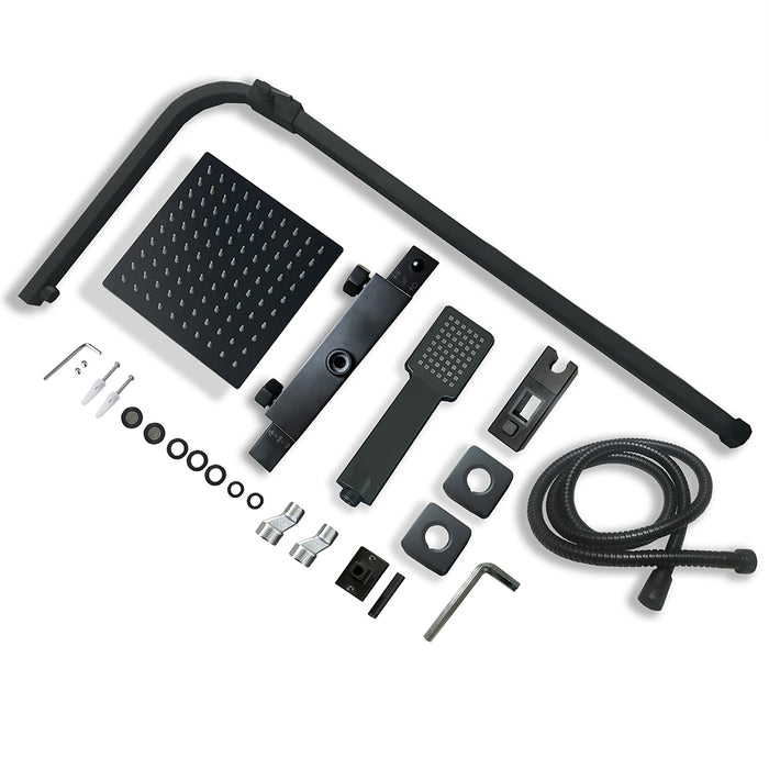 AICA Colonna Doccia con Miscelatore Termostatico, Sistema Doccia Antiscottatura, Set Doccia con Soffione 20x20cm Nero