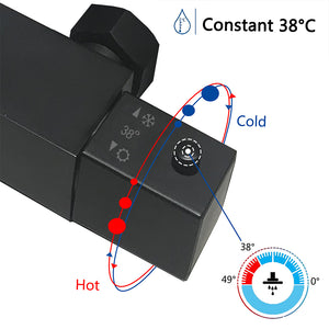 AICAIT Colonna Doccia Termostatica Nera, 20x20cm Doccia Testa e Alta Pressione Doccetta Set Doccia con Miscelatore