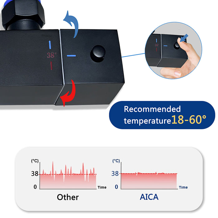 AICA Set Doccia Completo Nero con Soffione, Doccetta e Rubinetto Quadrati e Saliscendi Tondo, Miscelatore Termostatico Doccia