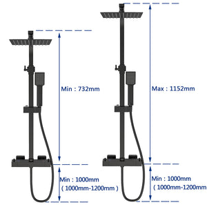 AICA Colonna Doccia con Miscelatore Termostatico, Set Doccia con Soffione 20x20cm e 40x280mm Rubinetto Nero