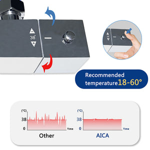 AICA Set Doccia Completo Cromo con Soffione Doccetta e Rubinetto Quadrati e Saliscendi Tondo, Miscelatore Termostatico Doccia