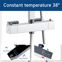 AICA Colonna Doccia con Miscelatore Termostatico, Set Doccia con Soffione 20x20cm e 40x280mm Rubinetto Cromo